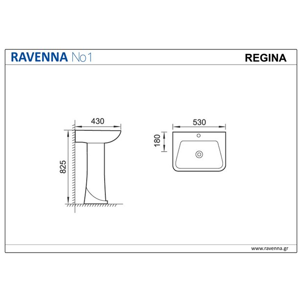 Regina Νιπτήρας με κολώνα 53 x 43