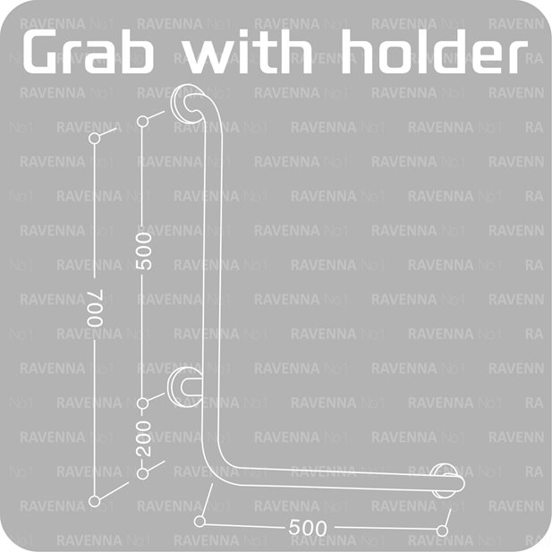 Wall Mounted Ã Grab Rail with toilet roll holder for disable persons