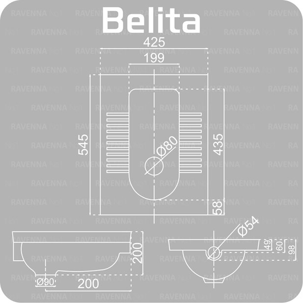 Belita Squat Pan Toilet 54,5 x 42,5 x 20