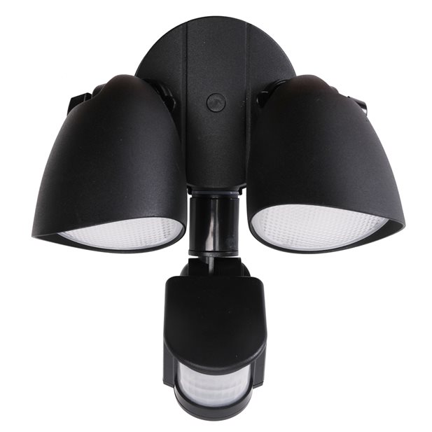 Ashley Double LED Black Outdoor Wall Light with Sensor IP44