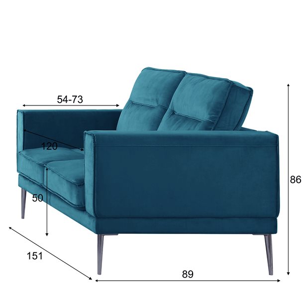 Cielo Blue 2 Seater Sofa