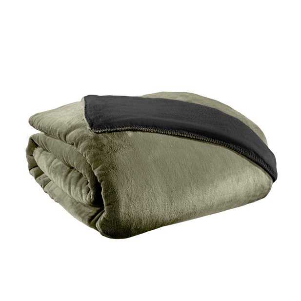 Guy Laroche Velvet Khaki Set Single Blanket & Pillow 160 x 200