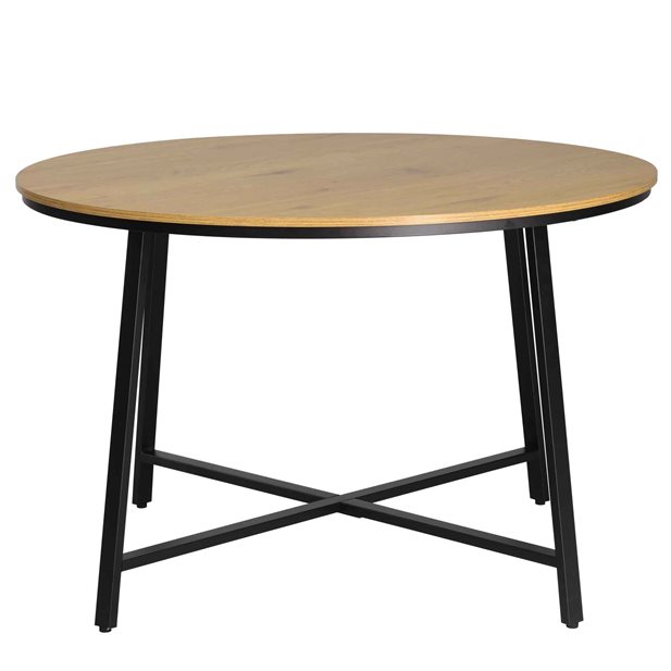 Vivian Natural Oak-Black Round Dining Table 120 x 120 x 76