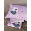Nima Set Bed Sheets Fitted  Single Sized Pink Swan 100x200+30 & 170x255 & 52x72