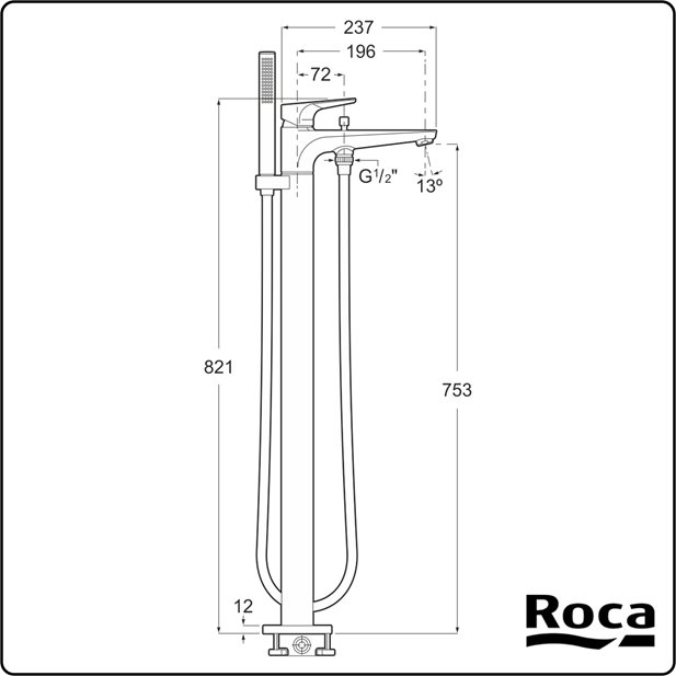 Atlas Freestanding Bath-Shower Column Roca A5A2790C00