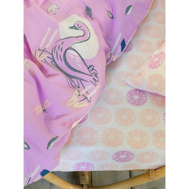 Nima Σετ Σεντόνια Μονά Με Λάστιχο Pink Swan 100x200+30 & 170x255 & 52x72