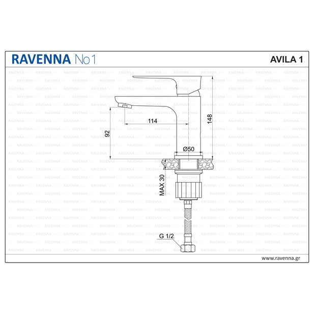 Avila 1 Black Single-Lever Washbasin Mixer