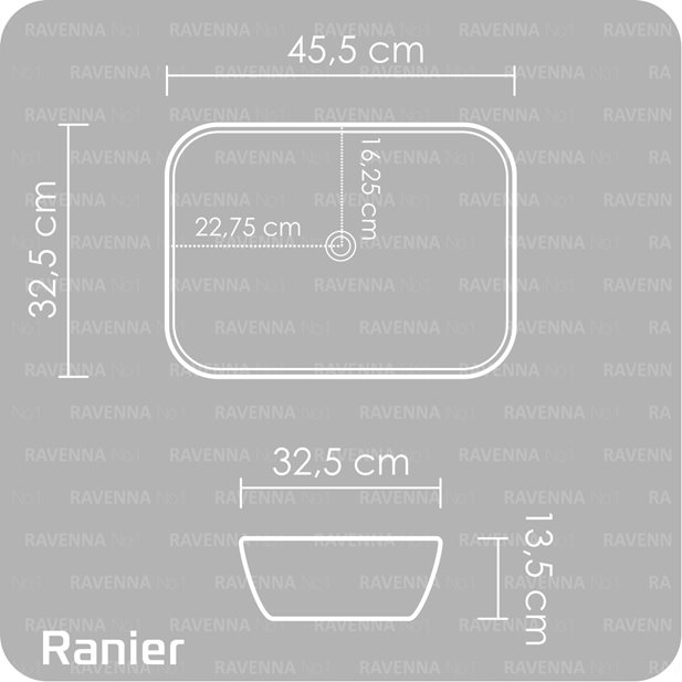 Countertop Washbasin Ranier Black Matt 46,5 x 32,5 x 13,5