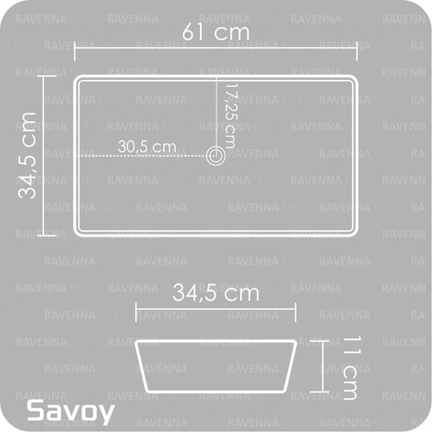 Countertop Washbasin Savoy Black Matt 61 x 34,5 x 11