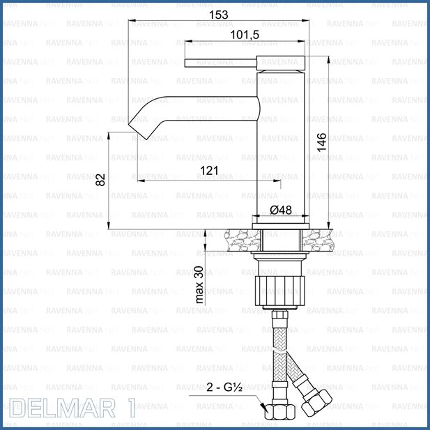Delmar 1 Gun Metal Single-Lever Washbasin Mixer
