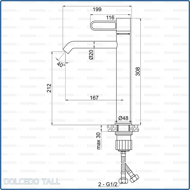 Dolcedo Wood Tall Single-Lever Washbasin Mixer