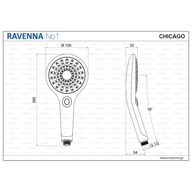 Handshower Chicago White With 3 Functions