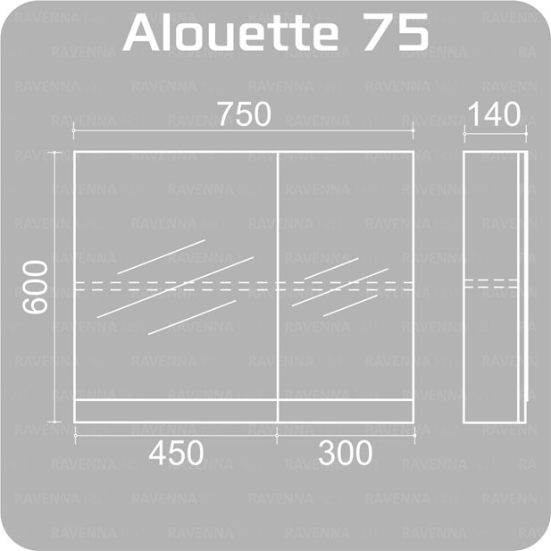Bathroom Mirror Cabinet Alouette 75 Antracite 75 x 60 x 14
