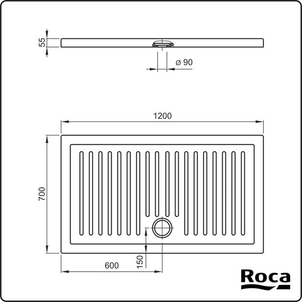 Roca Roma Rectangular Vitreous China Shower Tray 120x70x5,5 A374120000