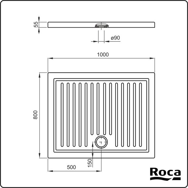 Roca Roma Rectangular Vitreous China Shower Tray 100 x 80 x 5,5 A374126000