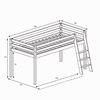 Charlie White Loft Bed with Pink Tent 198 x 129 x 110