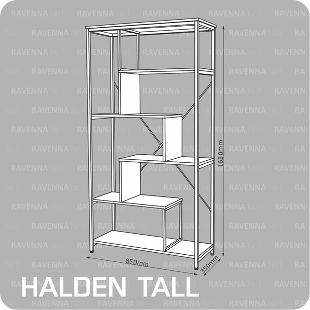 Ραφιέρα Halden Tall Sonoma Oak + Λευκό 85 x 35 x 163