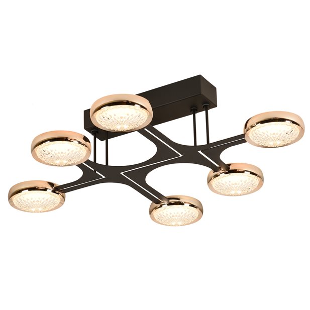 Vogue 6 Black+Gold LED Ceiling Light