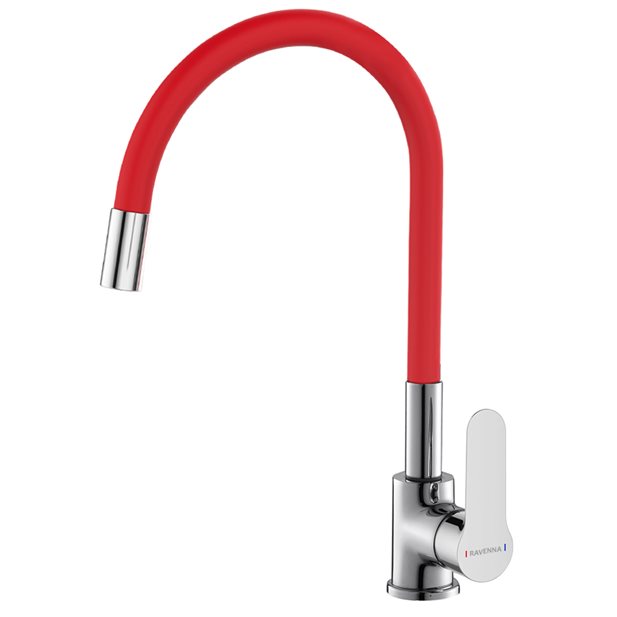 Ledida Red Kitchen Mixer With Silicone Flexible Spout