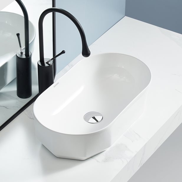 Countertop Washbasin Andrio Glossy White 55 x 31 x 15
