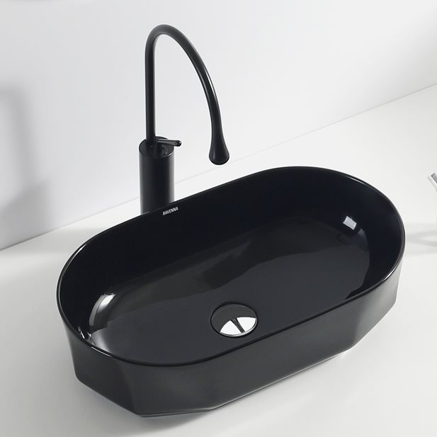 Countertop Washbasin Andrio Glossy Black 55 x 31 x 15