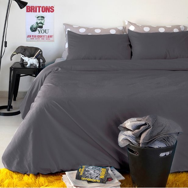 Melinen Urban Line Dark Grey Bed Sheet Fitted Single Sized 100 x 200+32cm