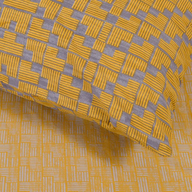 Melinen Bingo Mustard Ultra Line Pillow Case Top Sheet Set 2 pcs 50 x 70