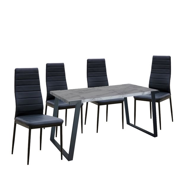 Flavio Marble Dining Set with 4 Gilbert Chairs 140 x 70 x 75
