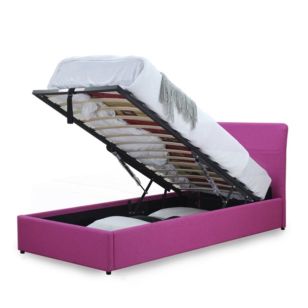 Κρεβάτι Μονό Deniz Ροζ Με αποθηκευτικό χώρο και μηχανισμό ανύψωσης