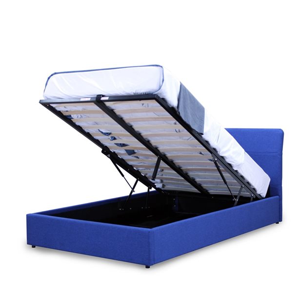 Κρεβάτι Μονό Plus Deniz Μπλέ Με αποθηκευτικό χώρο και μηχανισμό ανύψωσης