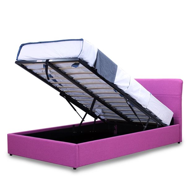 Κρεβάτι Μονό Plus Deniz Ροζ Με αποθηκευτικό χώρο και μηχανισμό ανύψωσης