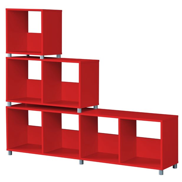 RAVENNA Box 4-2-1 Red Cube Shelves Unit
