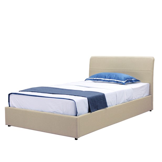 Κρεβάτι Μονό Plus Deniz Cream Με αποθηκευτικό χώρο και μηχανισμό ανύψωσης 
128 x 217 x 93