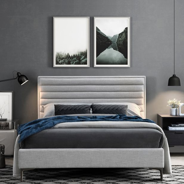 Sharon Grey Semidouble Bed 215 x 145 x 116