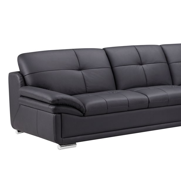 Δερμάτινος Καναπές Alessandro Μαύρος Δεξιά γωνία 291 x 240 x 85