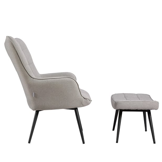 Astrid Grey Armchair with Footstool
