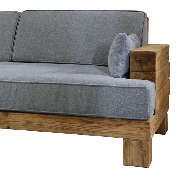 Rustic Alby Wooden 3 Seater Sofa