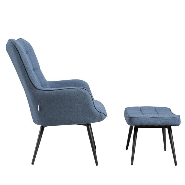 Astrid Blue Armchair with Footstool