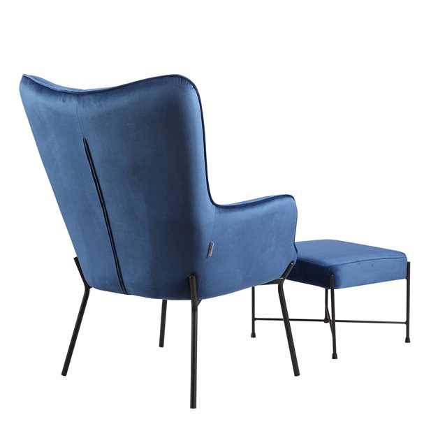 Britta Blue Armchair with Footstool