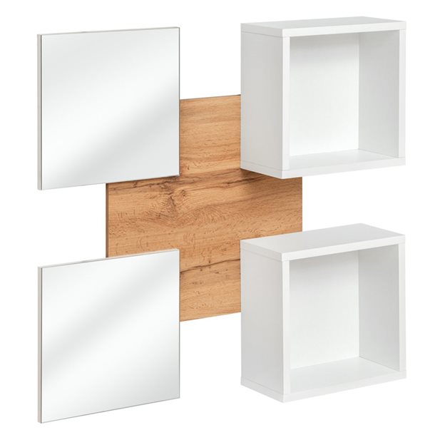 Καθρέπτης και Ράφια Επίπλου Εισόδου Zerlita Χ2 Βox/Mirror Wotan Oak-White 100 x 100 x 20