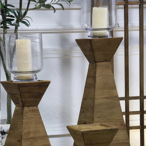 Pyramide Tall Wooden Candle Holder