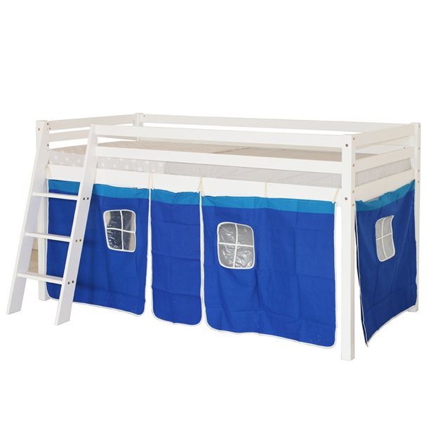 Charlie White Loft Bed with Blue Tent 198 x 129 x 110