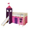Betty Natural Loft Bed with Slide and Pink Tower 198 x 213 x 110