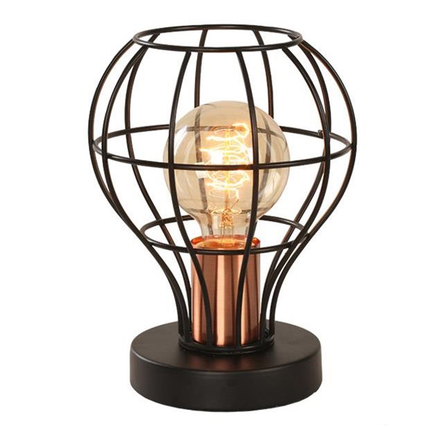 Wire Rose Gold Table Lamp with iron grid