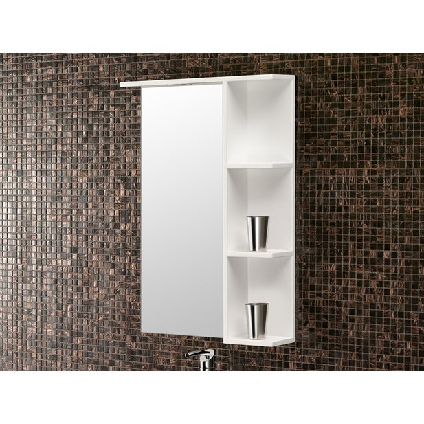 Bathroom Mirror Renato 60 White with racks 55 x 80 x 12