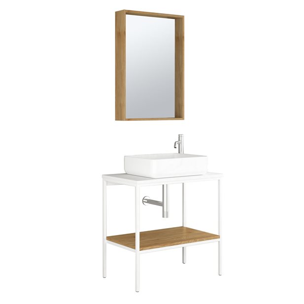 Bathroom Floor Standing Furniture Rail 76 Metal Wood White 76 x 46 x 72