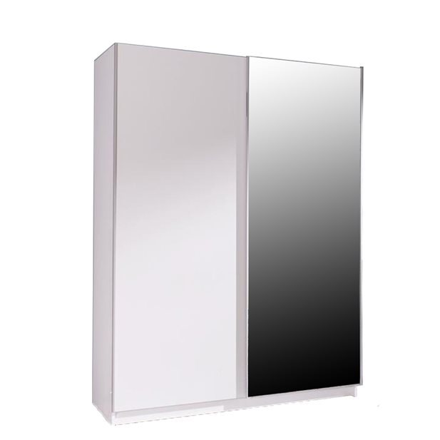 Ντουλάπα Δίφυλλη Zenya Mirror Λευκή 150 x 62 x 206