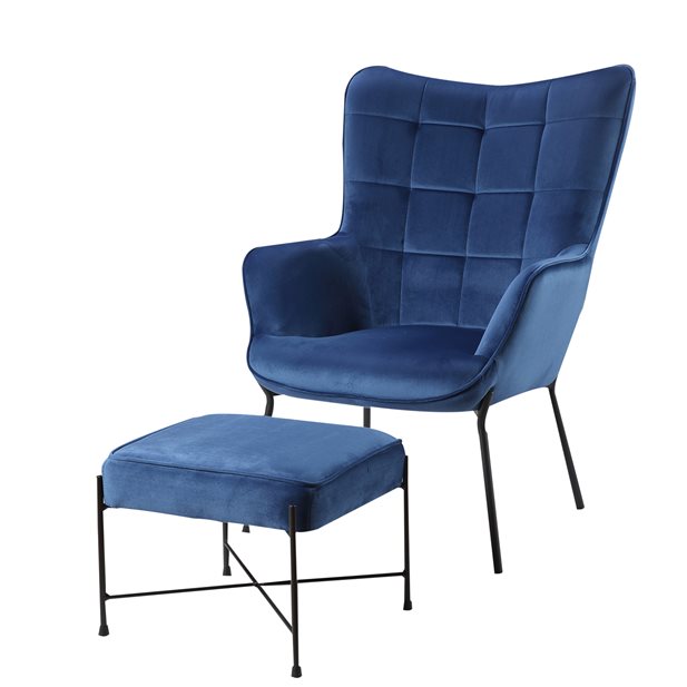Britta Blue Armchair with Footstool