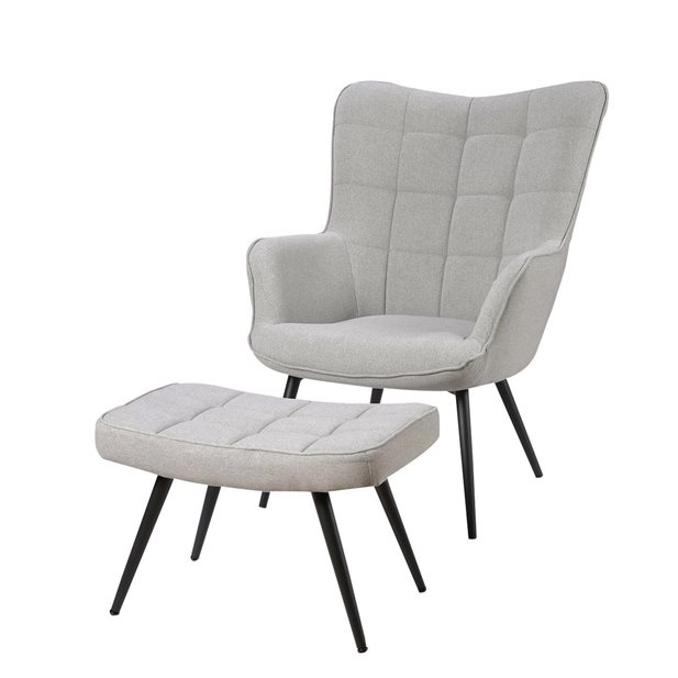 Astrid Grey Armchair with Footstool