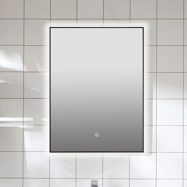 Καθρέπτης Μπάνιου LED Plaza Square Black 60 x 80